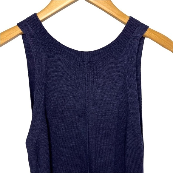Anthropologie Sleeveless V Neck Sweater High Low Navy Blue Size Medium - Picture 4 of 10